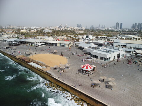 tel aviv port in israel drone view