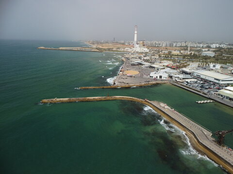 tel aviv port in israel drone view