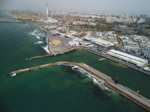 tel aviv port in israel drone view