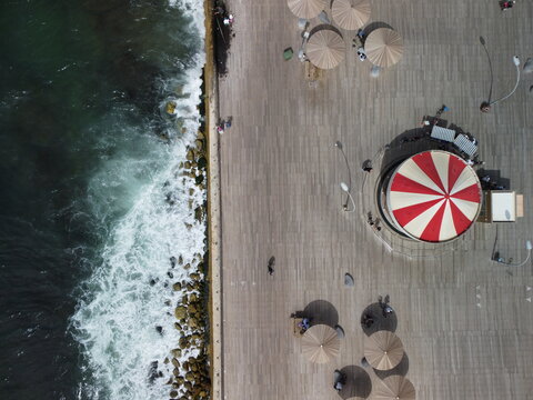 tel aviv port in israel drone view
