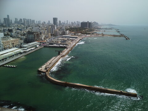 tel aviv port in israel drone view