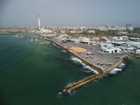 tel aviv port in israel drone view