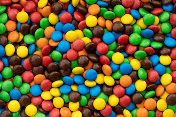 Rainbow Heap of Round Candies concept for Party Decoration, Fun Snacks, and Holiday Celebrations