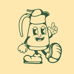 Obraz premium Vintage character design of thermos coffee