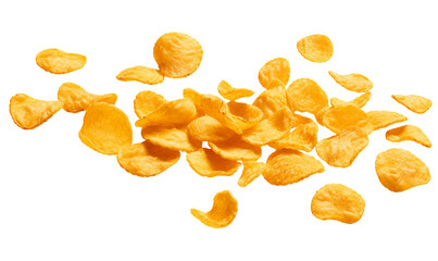 Corn flakes isolated on transparent or white background, png - obrazy, fototapety, plakaty