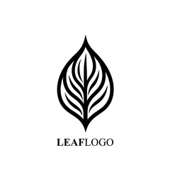 Vector Line art logo of a leaf