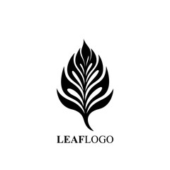 Vector Line art logo of a leaf