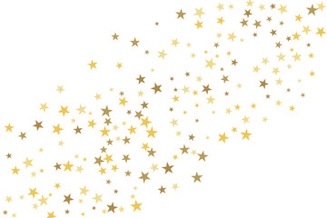 Star confetti. Gold casual confetti background. Bright design pattern.