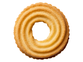 Butter ring biscuit isolated on transparent or white background, png