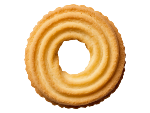 Butter ring biscuit isolated on transparent or white background, png