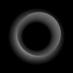Circle from radial lines as icon or logo. Linear white design element on black background.