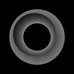 Circle from radial lines as icon or logo. Linear white design element on black background.