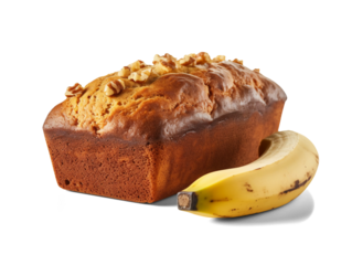 Banana bread isolated on transparent or white background, png