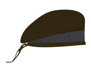 Brown military beret hat. vector illustration