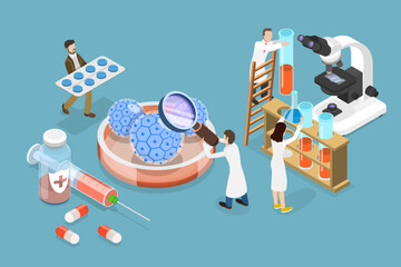 3D Isometric Flat Vector Conceptual Illustration of Human Papillomavirus, HPV Vaccination