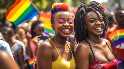Women at gay pride parade-Generative AI