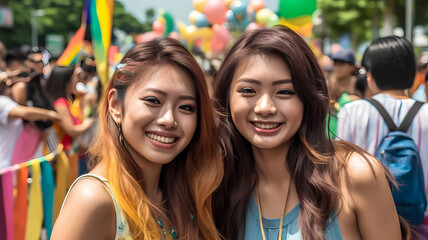 Fototapeta premium Women at gay pride parade-Generative AI