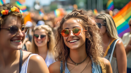 Women at gay pride parade-Generative AI