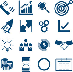 Finance icon set, simple set of finance related vector icons Various illustration icons such as financial management, handshake, stock market rise and fall Perfect, financial symbol.