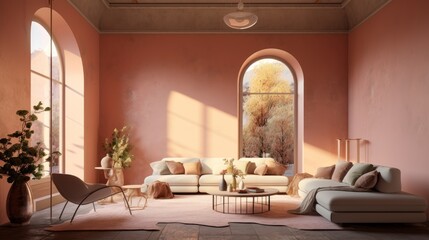 Modern interior of the house. Clean minimalistic design. Generative AI