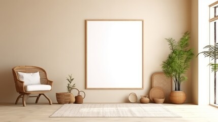 Fototapeta na wymiar Modern interior of the house. Clean minimalistic design. Generative AI