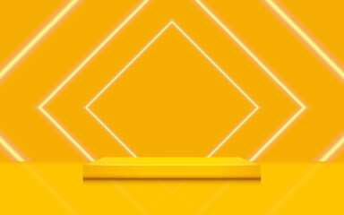 product podium display 3d Empty square in yellow color background