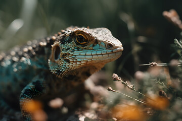 Fototapeta premium The Enigmatic Lizard in its Natural Habitat. Generative AI