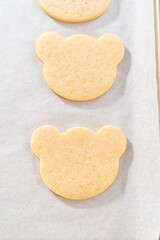Panda shaped shortbread cookies with chocolate icing