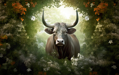 Naklejka premium Bull symbol in horoscope. Constellation concept. AI generated.