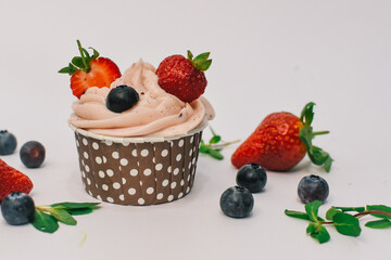 background of colorful cakes with fruit- close up of cakes