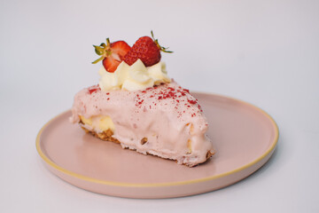 background of colorful cakes with fruit- close up of cakes