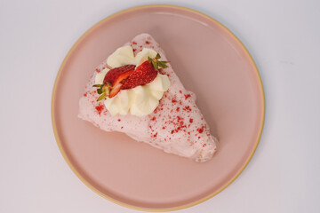 background of colorful cakes with fruit- close up of cakes