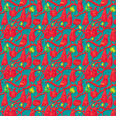 Pattern with red birds