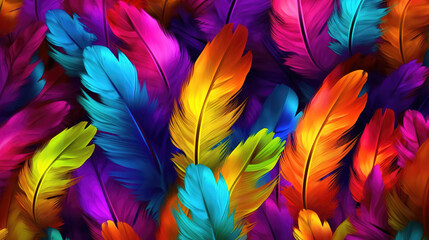 beautiful wallpaper artwork of different colored feathers, ai generated image