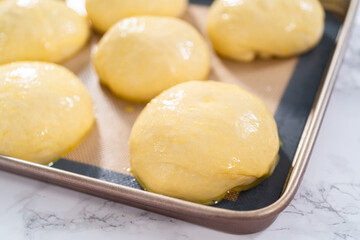 Baking brioche buns