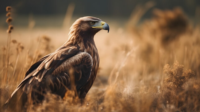 Eastern Imperial Eagle in the Temperate Grassland. Generative AI