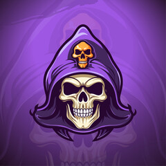 Enchanting Might: Wizard Skull Face Logo Design for Sport and E-Sport Teams - Unleash Your Power
