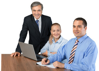 Portrait of Business People Working with Laptop