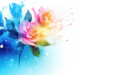 a simple but beatiful wedding gift card illustration of roses shining, ai generated image