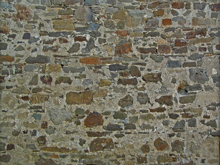 Stone wall, cracked plaster, cracks, ruin, break walls for mock up. Rustic old surface. Empty background