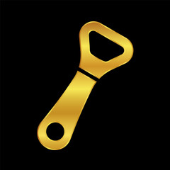 gold colored bottle opener icon vector logo template