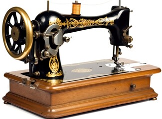 Fototapeta na wymiar vintage sewing machine isolated on white created with Generative AI technology