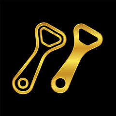 gold colored bottle opener icon vector logo template