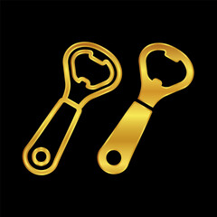 gold colored bottle opener icon vector logo template