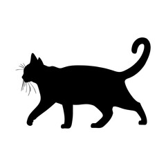Fat cat silhouette isolated on white background. Vector illustration