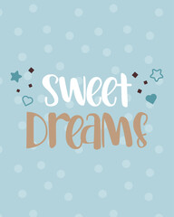 Naklejka na ściany i meble Sweet Dreams - Cute baby card illustration. Shower card.