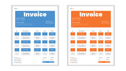Fototapeta na wymiar clean and simple invoice template vector design