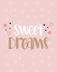 Sweet Dreams - Cute baby card illustration. Shower card.