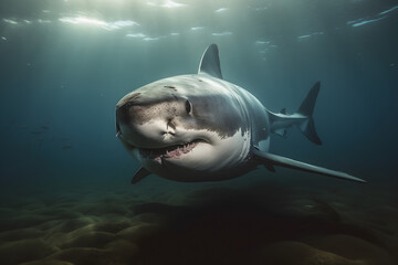 Fototapeta premium Great White Shark in its Ocean Realm. Generative AI