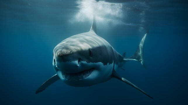 Great White Shark in its Ocean Realm. Generative AI